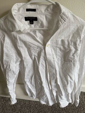 Banana Republic White Slim Fit Linen Shirt